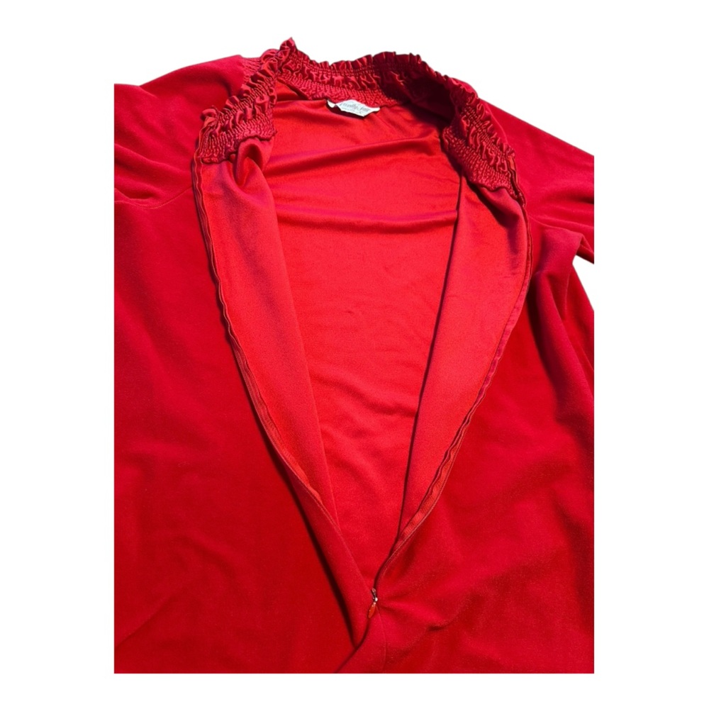 Vintage 70s Red Vanity Fair Lounge Maxi House Dress Sleepwear Large Traditional - Picture 9 of 16
